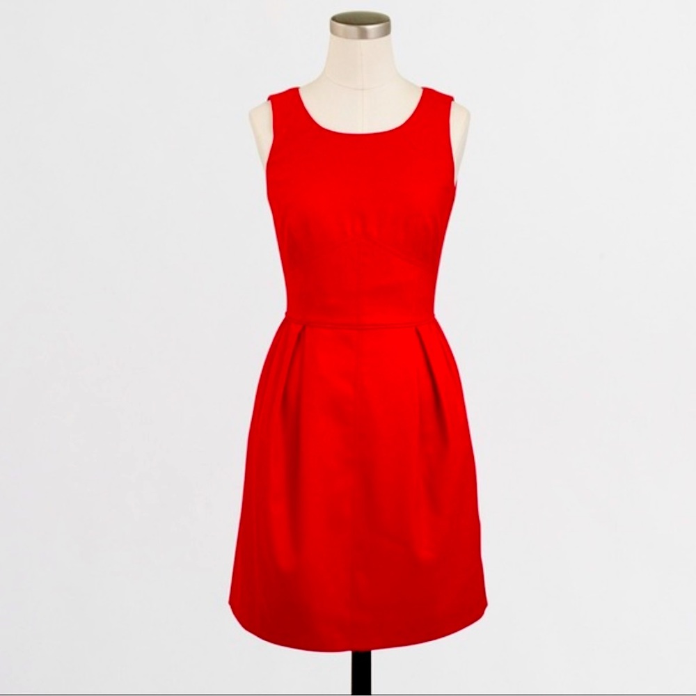FACTORY PLEATED SHIFT DRESS IN WOOL FLANNEL POPPY